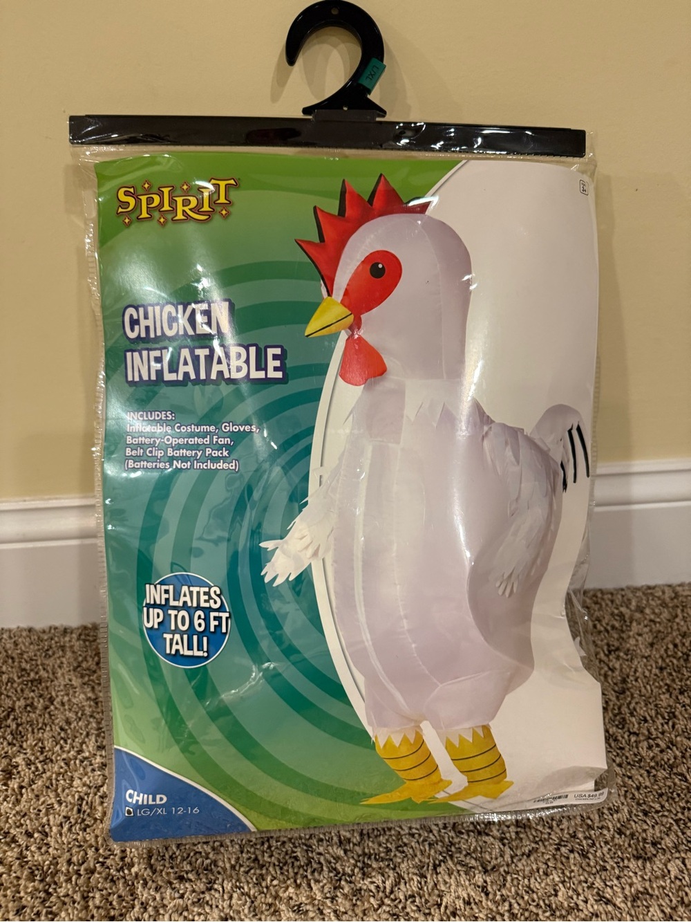 Spirit White Chicken Inflatable Costume with Red Comb and Yellow Beak